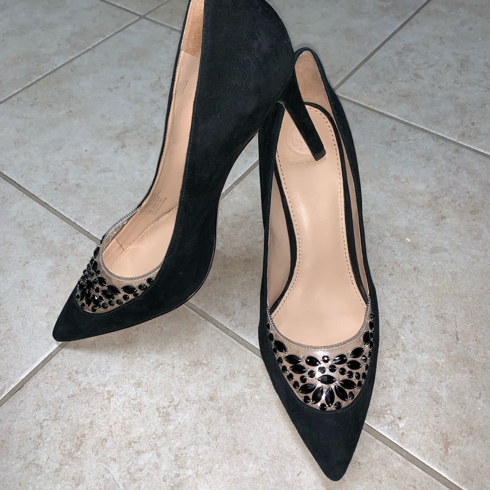 Tory Burch Delphine Embellished Pointy Toe Pump 10